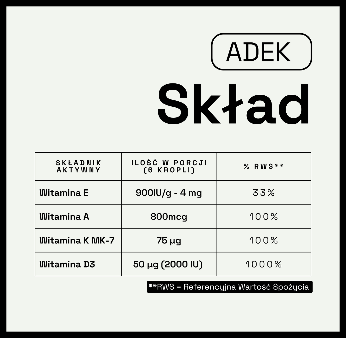 ADEK Vitamins Food Supplement Drops – Vitamins A, D, E and K – 10 ml