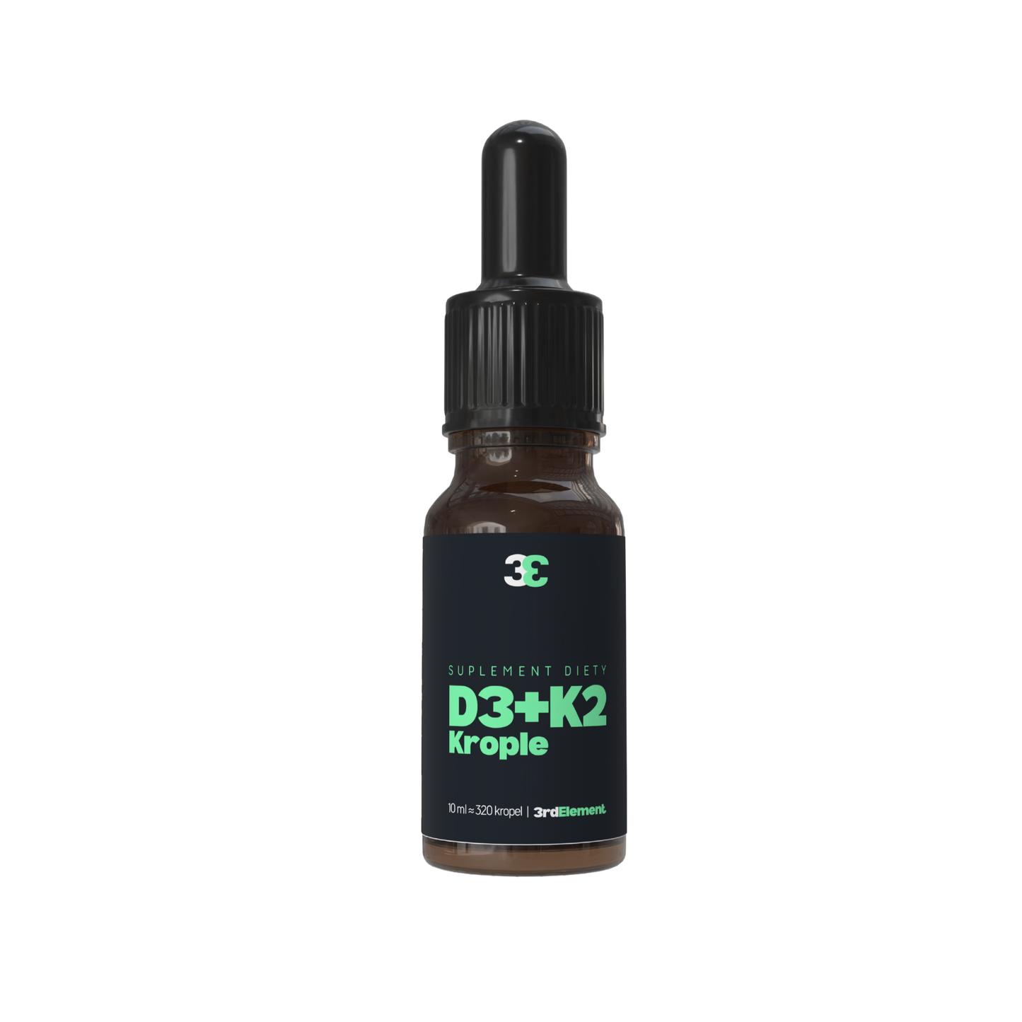 Bottle of D3+K2 Krople on a white background