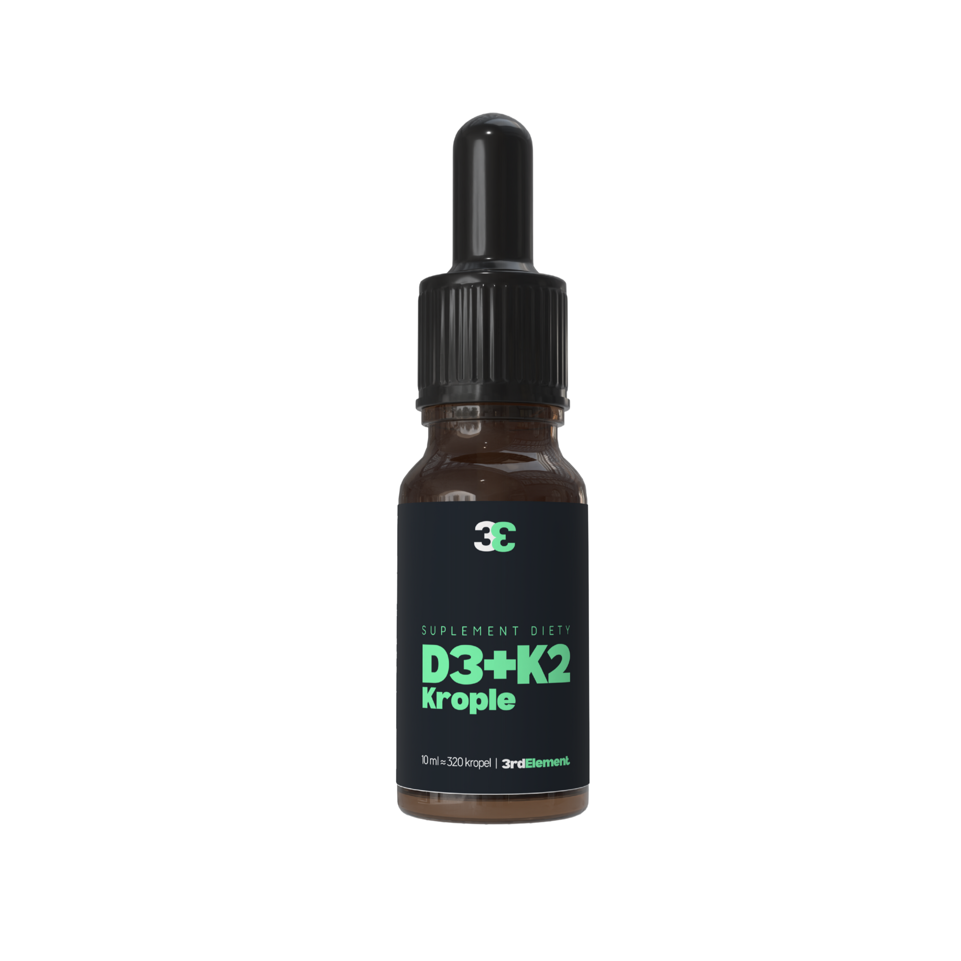 Bottle of D3+K2 Krople on a white background