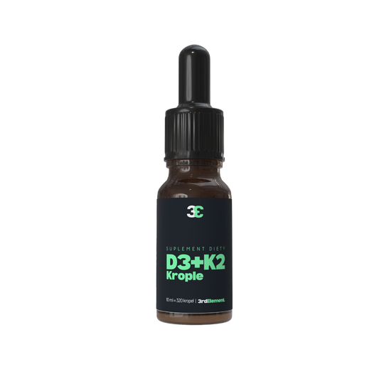Bottle of D3+K2 Krople on a white background