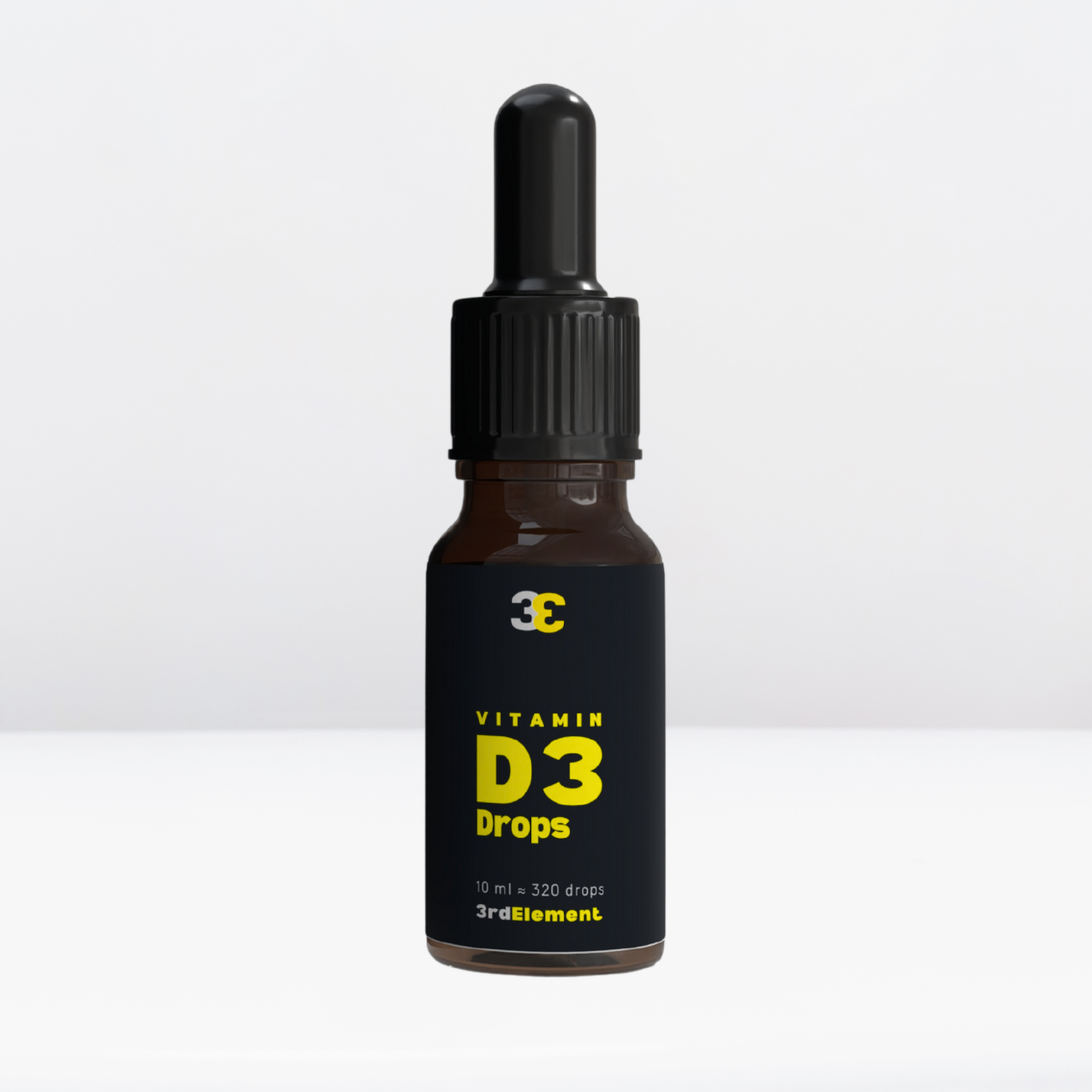 Vitamin D3 drops 10 ml in glass dropper bottle – vegan supplement with MCT oil, 3rd Element Nutrition.