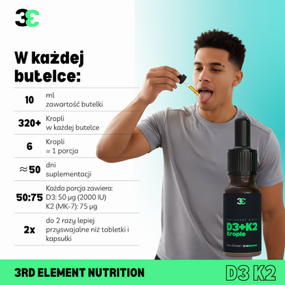 Witamina D3 + K2 w kroplach – naturalna synergia dla kości, serca i odporności