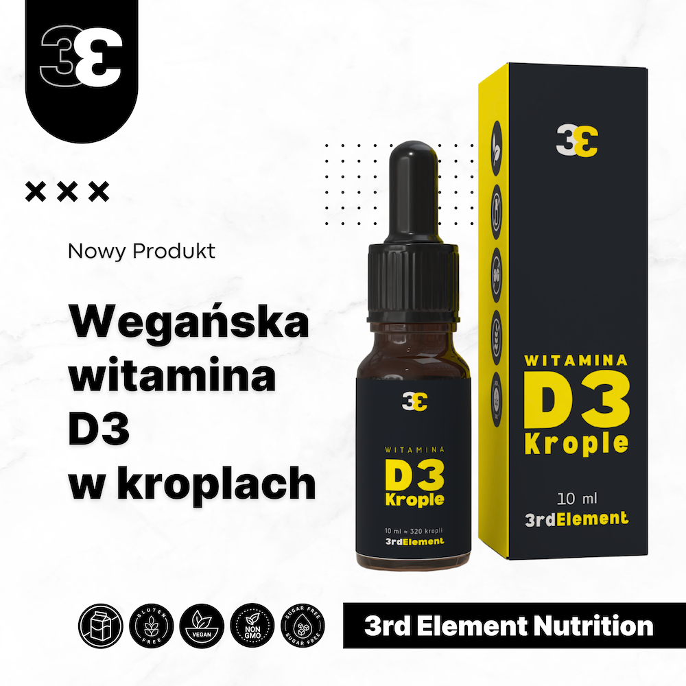 Witamina D3 w kroplach – 10 ml / 320 kropli – wegańska formuła, wspiera odporność, zdrowe kości i mięśnie